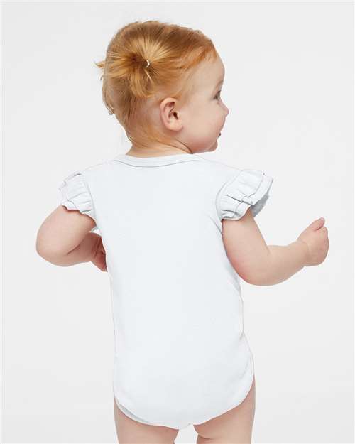 Infant Flutter Sleeve Baby Rib Bodysuit - OnModelBack - B07138002 - White