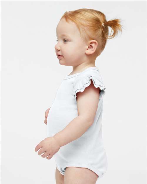 Infant Flutter Sleeve Baby Rib Bodysuit - OnModelSide - B07138002 - White