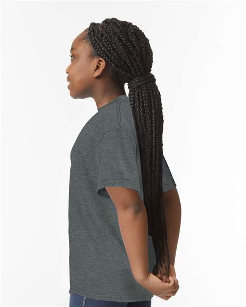 Softstyle® Youth T-Shirt - OnModelSide - B01660102 - Dark Heather