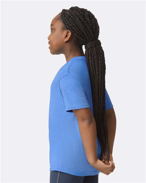 Softstyle® Youth T-Shirt - OnModelSide - B01660762 - Heather Royal