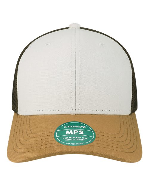 Mid-Pro Snapback Trucker Cap - Front - B93995000 - White/ Caramel/ Brown