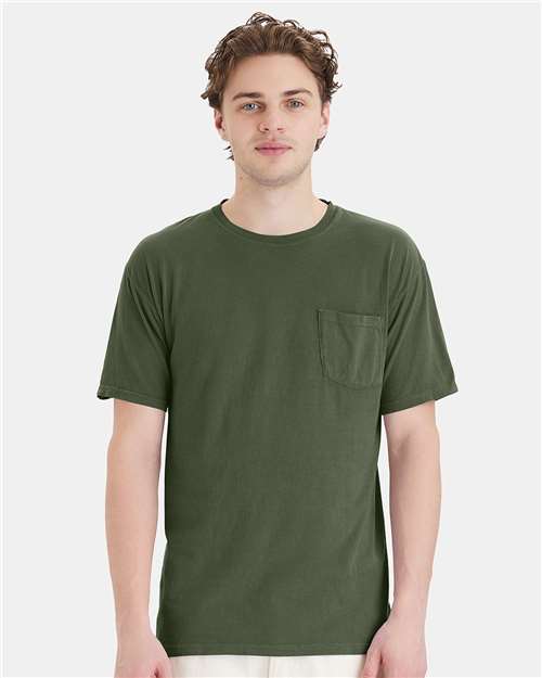 Garment-Dyed Pocket T-Shirt - OnModelFront - B35200623 - Moss