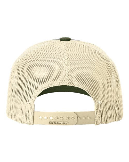 Five-Panel Trucker Cap - Back - B00195690 - Heather Grey/ Birch/ Army Olive