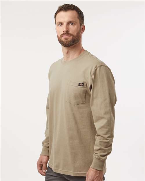 Traditional Heavyweight Long Sleeve T-Shirt - OnModelSide - B08130733 - Desert Sand