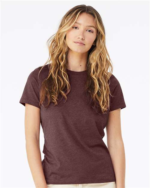 Women’s Relaxed Fit Heather CVC Tee - OnModelFront - B20506193 - Heather Maroon