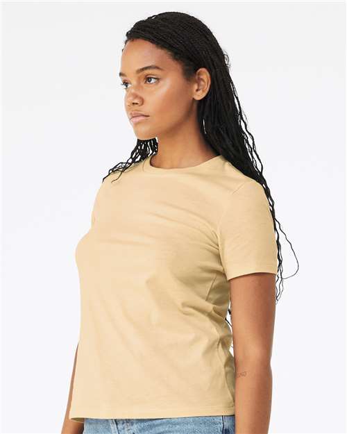 Women’s Relaxed Fit Heather CVC Tee - OnModelSide - B20506213 - Heather Soft Cream