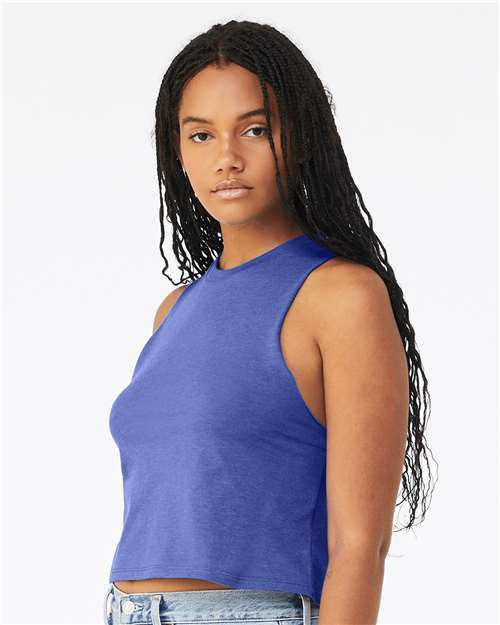 Women's Racerback Crop Tank - OnModelSide - B19206753 - Heather True Royal