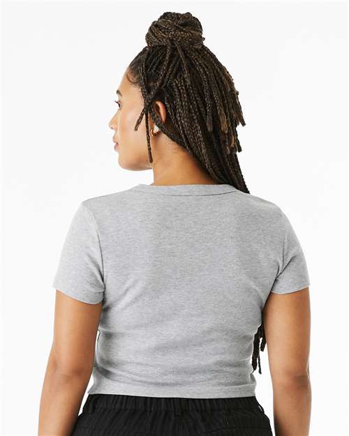 Women's Micro Rib Baby Tee - OnModelBack - B15706582 - Athletic Heather