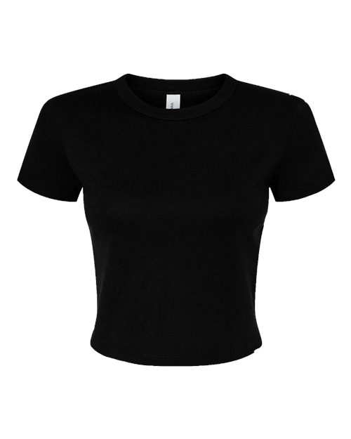 Women's Micro Rib Baby Tee - Front - B15706512 - Solid Black Blend