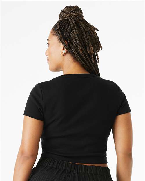 Women's Micro Rib Baby Tee - OnModelBack - B15706512 - Solid Black Blend