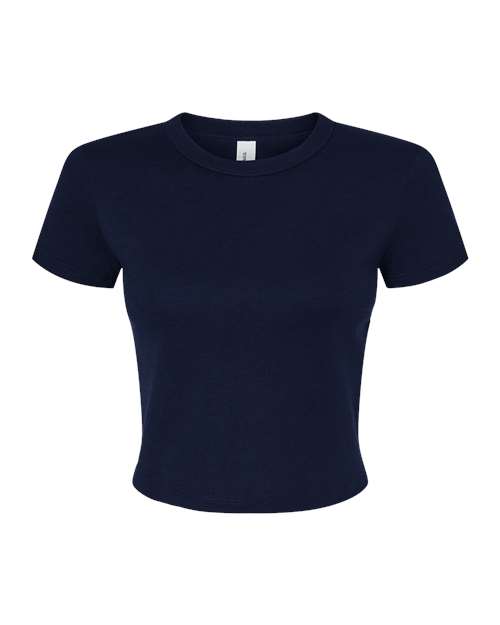 Women's Micro Rib Baby Tee - Front - B15706652 - Solid Navy Blend