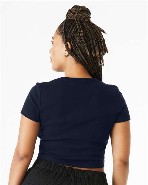 Women's Micro Rib Baby Tee - OnModelBack - B15706652 - Solid Navy Blend