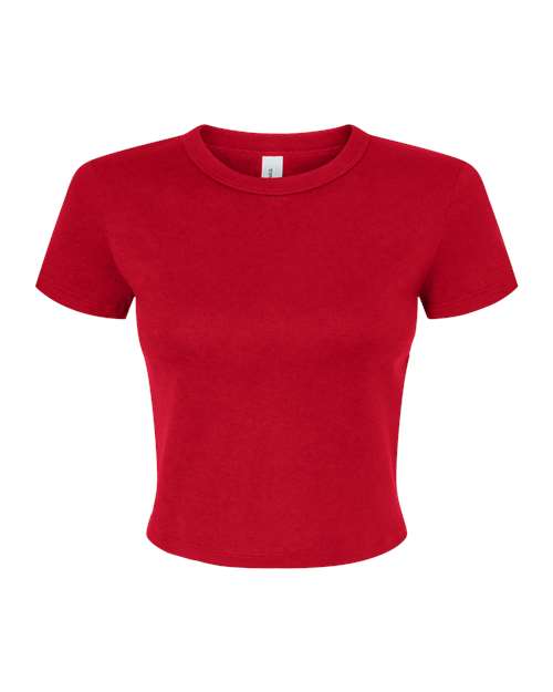 Women's Micro Rib Baby Tee - Front - B15706702 - Solid Red Blend
