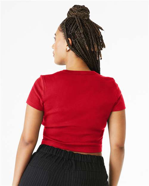 Women's Micro Rib Baby Tee - OnModelBack - B15706702 - Solid Red Blend