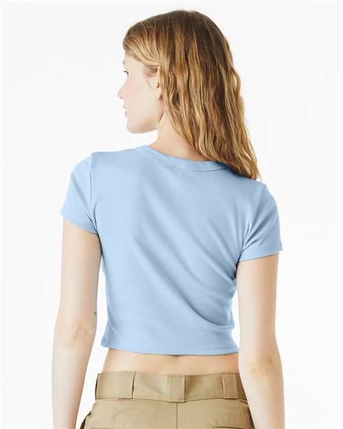 Women's Micro Rib Baby Tee - OnModelBack - B15706252 - Solid Baby Blue Blend