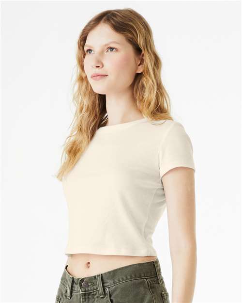 Women's Micro Rib Baby Tee - OnModelSide - B15706242 - Solid Natural Blend