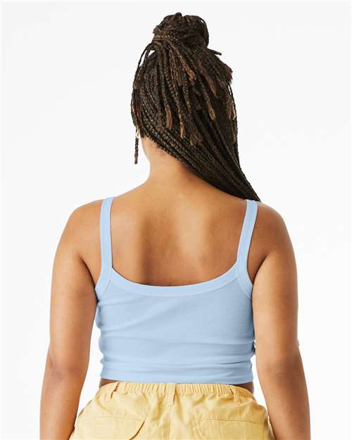 Women's Micro Rib Spaghetti Strap Tank - OnModelBack - B04706252 - Solid Baby Blue Blend