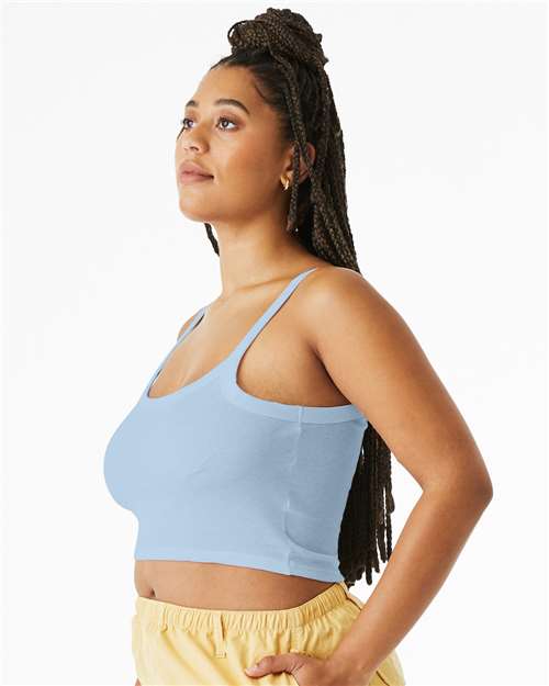Women's Micro Rib Spaghetti Strap Tank - OnModelSide - B04706252 - Solid Baby Blue Blend