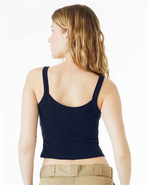 Women's Micro Rib Spaghetti Strap Tank - OnModelBack - B04706652 - Solid Navy Blend