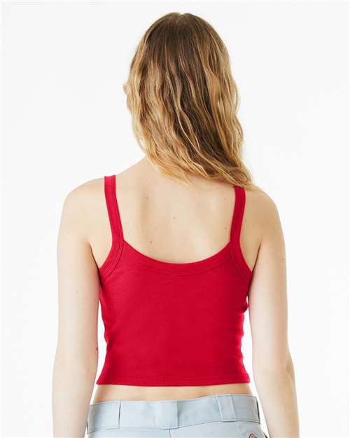 Women's Micro Rib Spaghetti Strap Tank - OnModelBack - B04706702 - Solid Red Blend