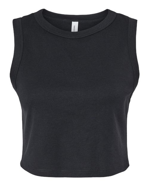 Women's Micro Rib Muscle Crop Tank - Front - B15806512 - Solid Black Blend