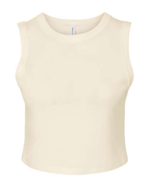 Women's Micro Rib Muscle Crop Tank - Front - B15806242 - Solid Natural Blend