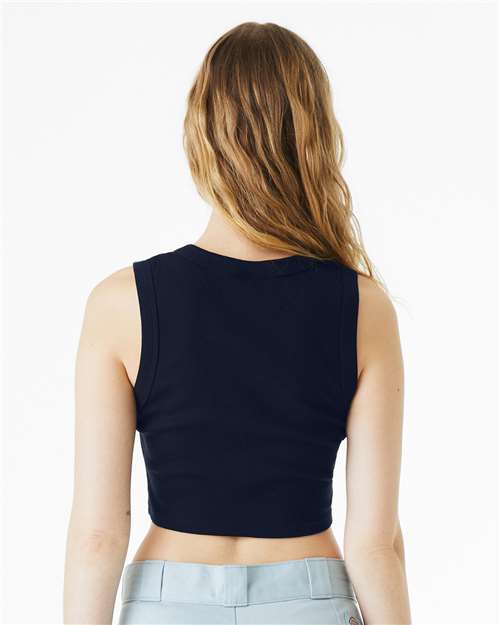 Women's Micro Rib Muscle Crop Tank - OnModelBack - B15806652 - Solid Navy Blend