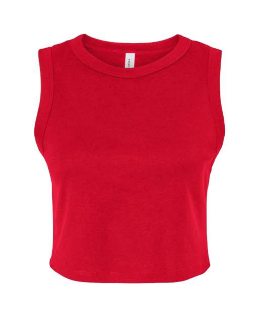 Women's Micro Rib Muscle Crop Tank - Front - B15806702 - Solid Red Blend