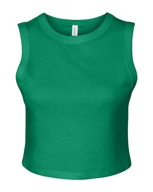Women's Micro Rib Muscle Crop Tank - Front - B15806172 - Solid Kelly Blend