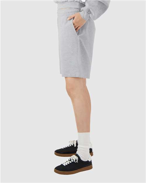 Pique Unisex Gym Shorts - OnModelSide - B03127583 - Heather Grey