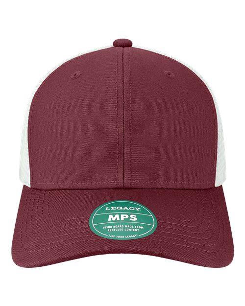 Mid-Pro Snapback Trucker Cap - Front - B93995420 - Maroon/ White