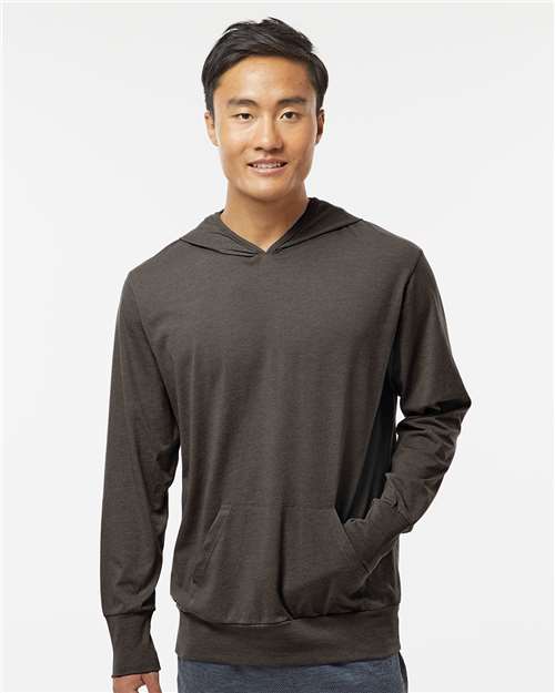 RecycledSoft™ Hooded Long Sleeve T-Shirt - OnModelFront - B10562942 - Carbon