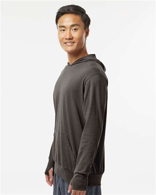RecycledSoft™ Hooded Long Sleeve T-Shirt - OnModelSide - B10562942 - Carbon