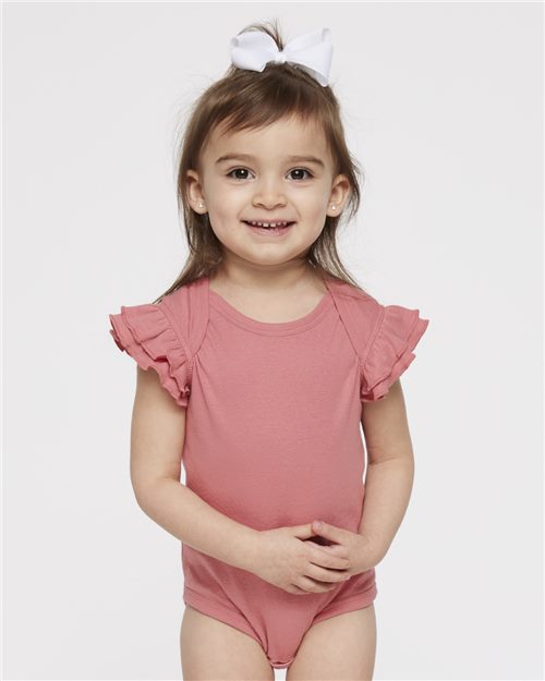 Infant Flutter Sleeve Baby Rib Bodysuit - styleImage