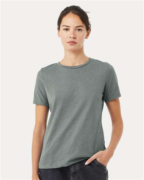 Women’s Relaxed Fit Heather CVC Tee - OnModelFront - B20506433 - Heather Blue Storm