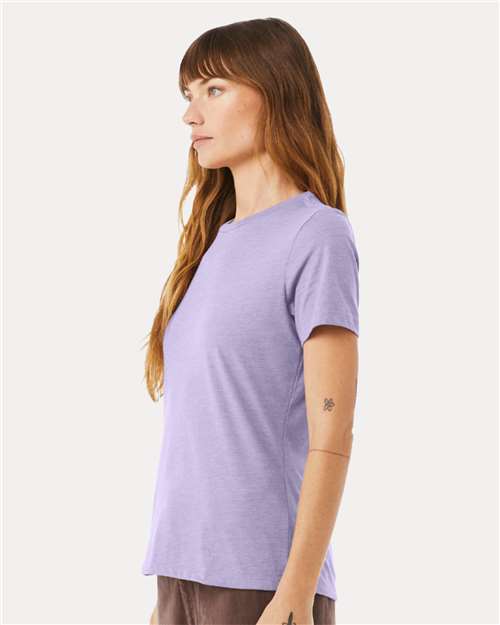 Women’s Relaxed Fit Heather CVC Tee - OnModelSide - B20506473 - Heather Dark Lavender