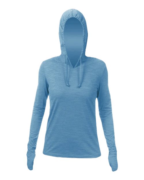 Women's Breeze Tech Hooded Long Sleeve T-Shirt - Front - B00433682 - Bahama Heathered