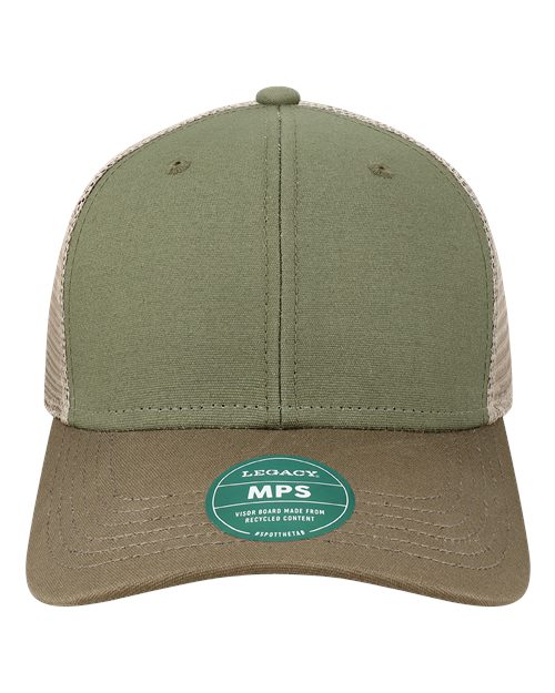 Mid-Pro Snapback Trucker Cap - Front - B93995330 - Olive/ Dark Olive/ Dark Khaki