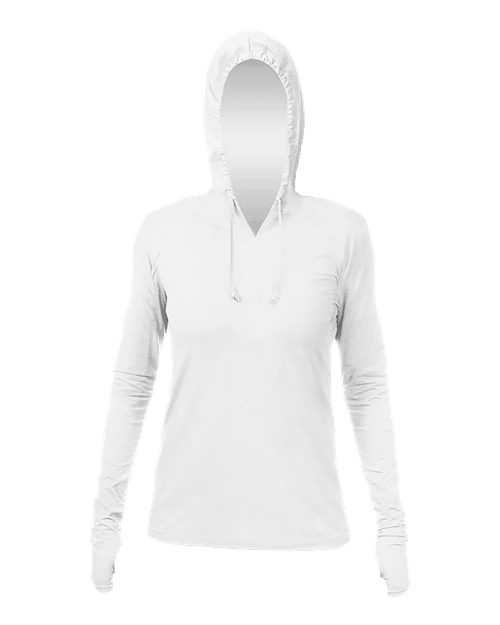 Women's Breeze Tech Hooded Long Sleeve T-Shirt - Front - B00433002 - White Heathered