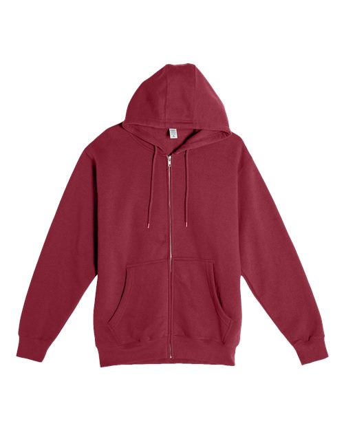 Premium Full-Zip Hooded Sweatshirt - Front - B488C9532 - Burgundy