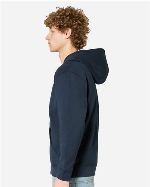 Premium Full-Zip Hooded Sweatshirt - OnModelSide - B488C9652 - Navy