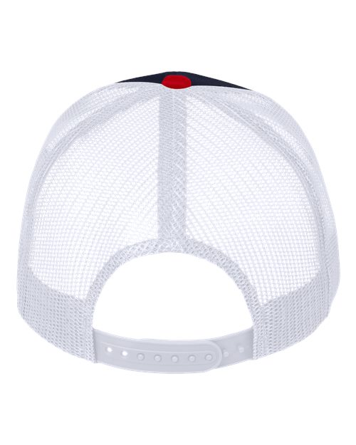 Mesh-Back Twill Trucker Cap - Back - B24995680 - Navy/ White/ Red