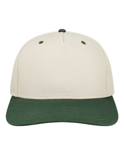 Heritiage Twill Cap - Front - B39195110 - Stone/ Dark Green