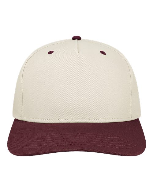 Heritiage Twill Cap - Front - B39195120 - Stone/ Maroon