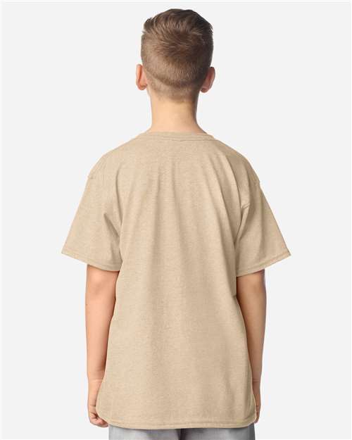 Youth Softstyle® T-Shirt - OnModelBack - B01660132 - Heather Oatmeal