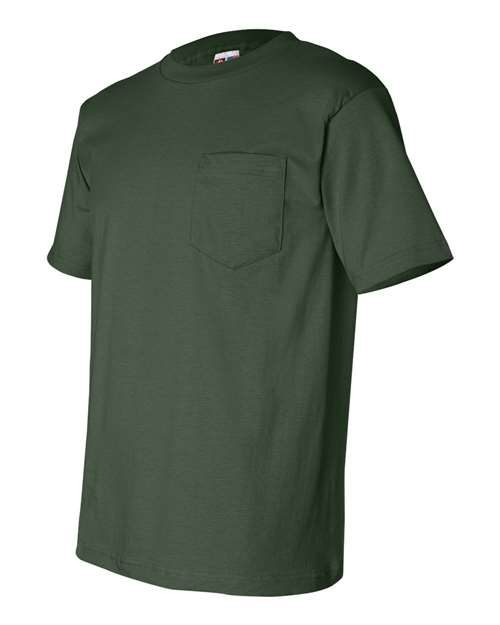 USA-Made Pocket T-Shirt - Side - B04279543 - Forest Green
