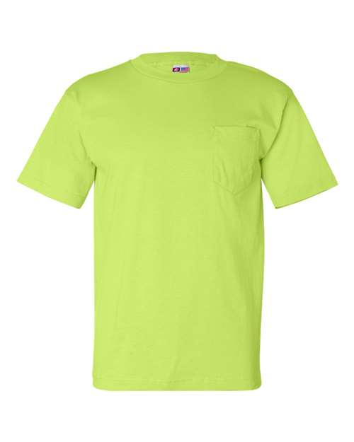 USA-Made Pocket T-Shirt - Front - B04279173 - Lime Green