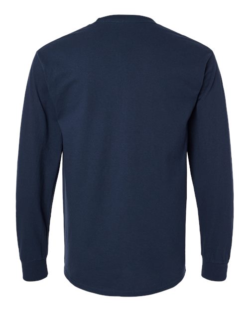 Ultra Cotton® Long Sleeve Pocket T-Shirt - Back - B05060653 - Navy