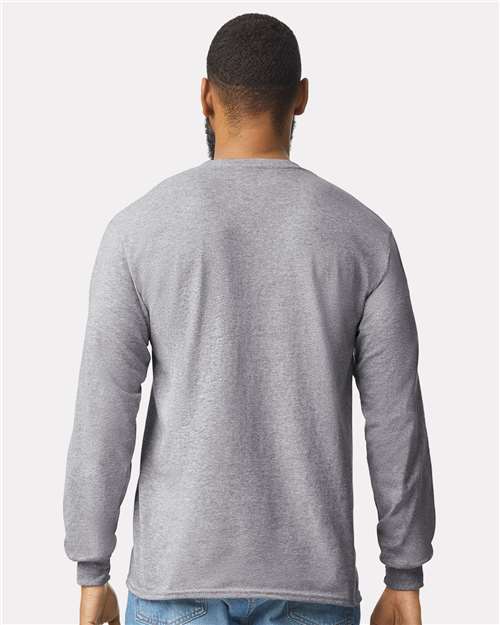 Ultra Cotton® Long Sleeve Pocket T-Shirt - OnModelBack - B05060583 - Sport Grey