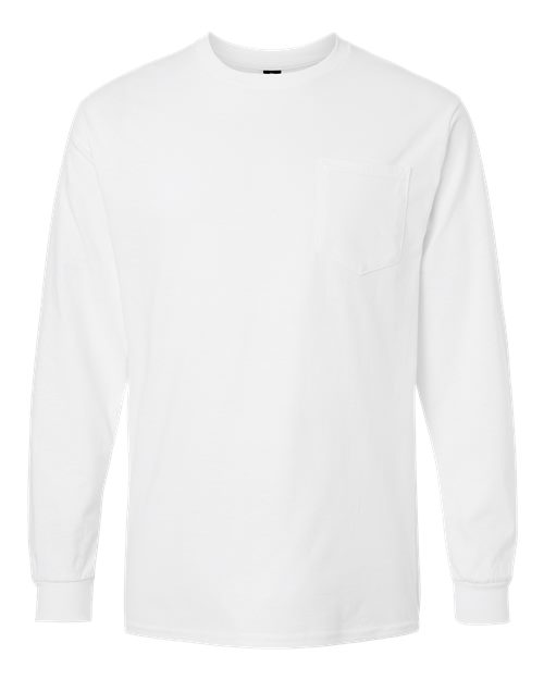 Ultra Cotton® Long Sleeve Pocket T-Shirt - Front - B05060003 - White
